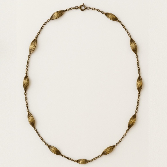 Textured Gold Tone Leaf Link Necklace - Picture 2 of 6